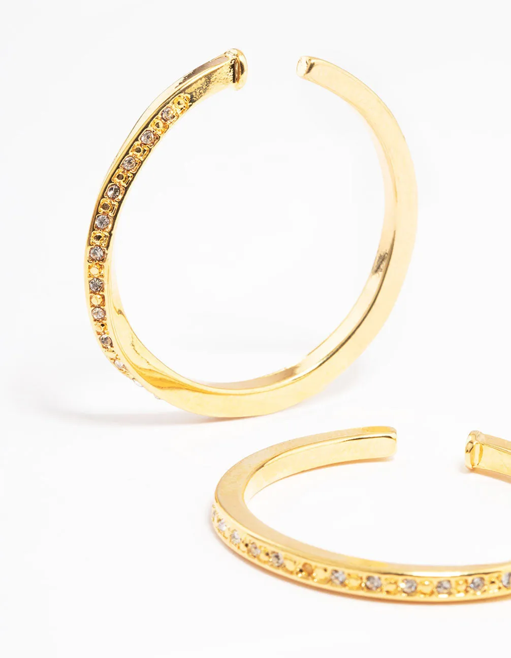 Gold Plated Soft Twist Diamante Cuff Earrings
