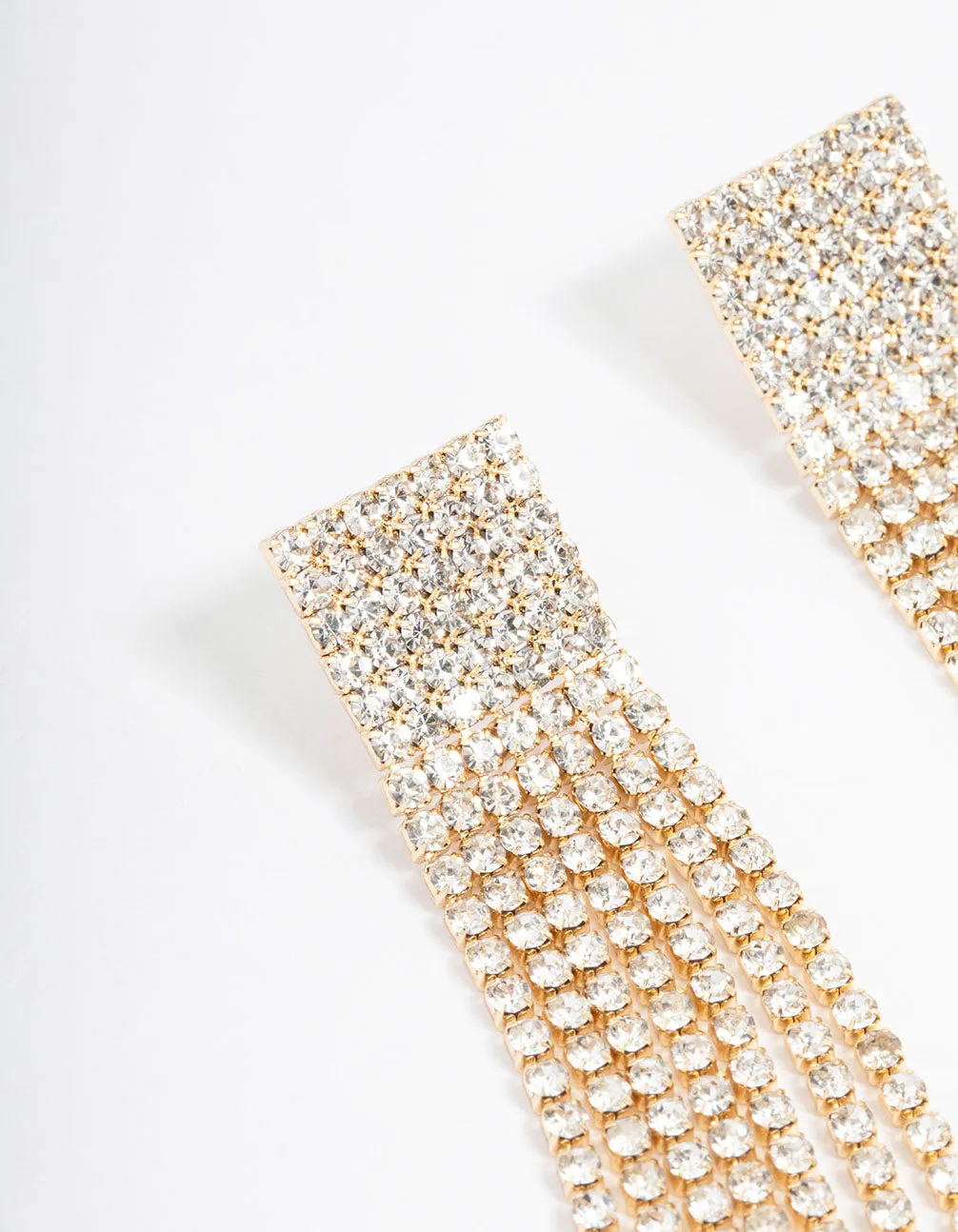 Gold Square Cup Chain Drop Earrings