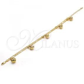 Gold Tone Charm Anklet , Rattle Charm Design, Polished, Golden Finish, 03.63.1780.10.GT