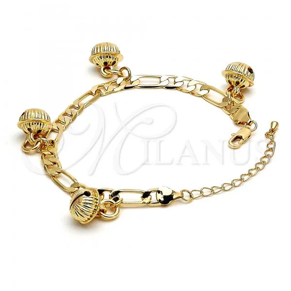 Gold Tone Charm Anklet , Rattle Charm Design, Polished, Golden Finish, 03.63.1780.10.GT