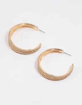 Gold Triple Illusion Statement Hoop Earrings