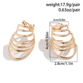 Golden Cascade: Layered Hoop Ear Cuff Earrings