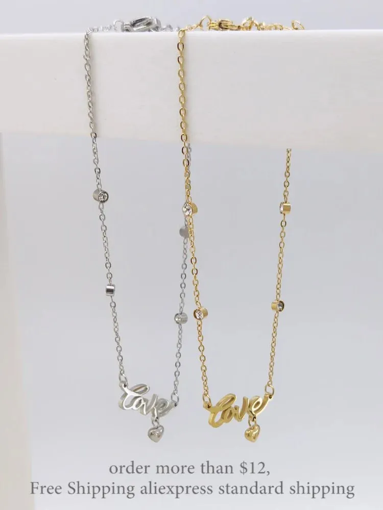 Goth Love Heart Charm Anklets For Women Girls