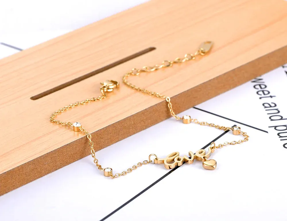 Goth Love Heart Charm Anklets For Women Girls