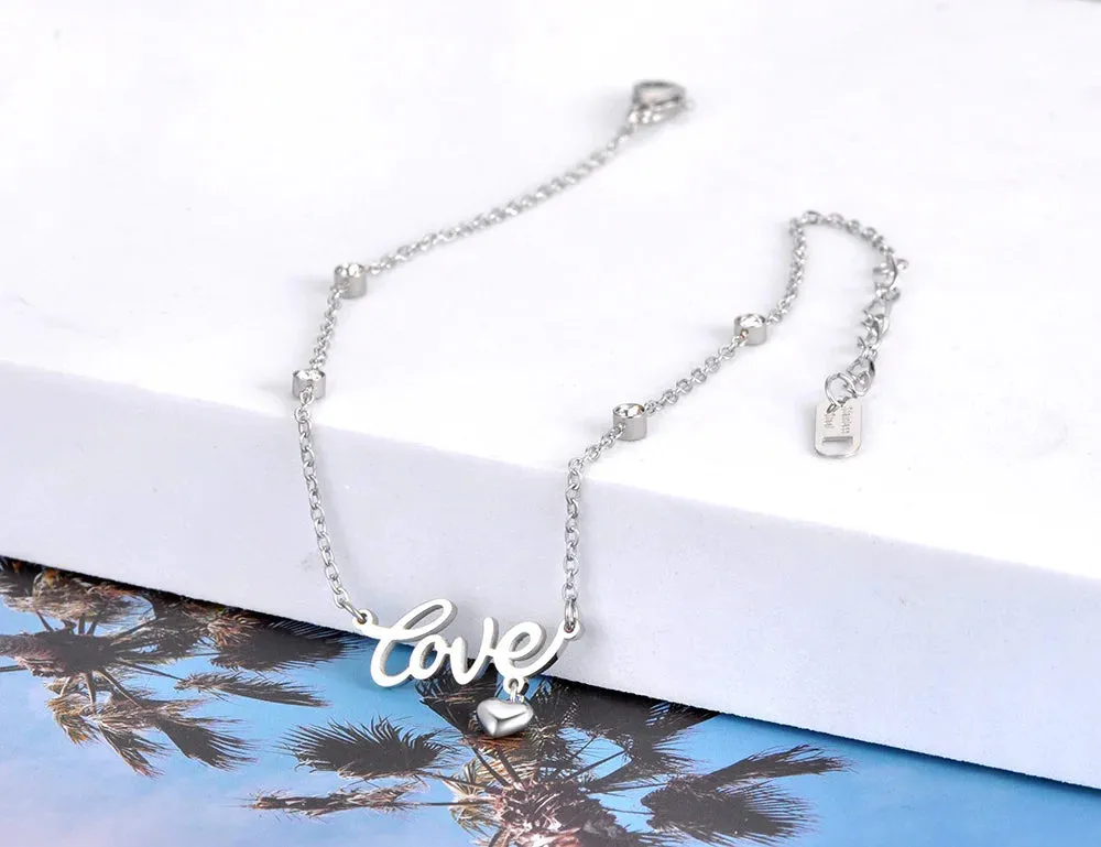 Goth Love Heart Charm Anklets For Women Girls