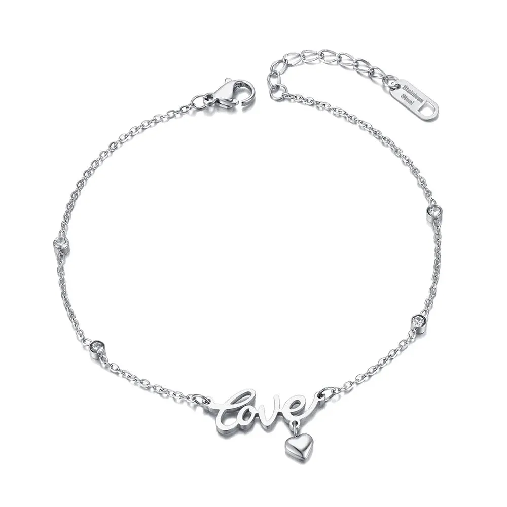 Goth Love Heart Charm Anklets For Women Girls