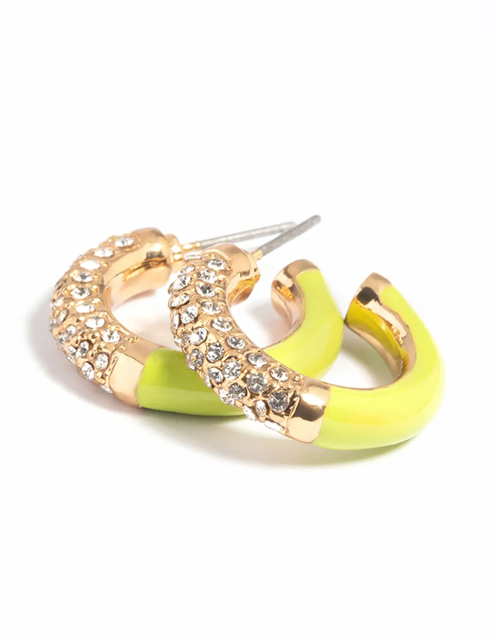 Green Diamante Hoop Earrings
