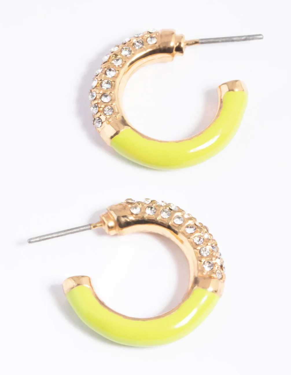 Green Diamante Hoop Earrings