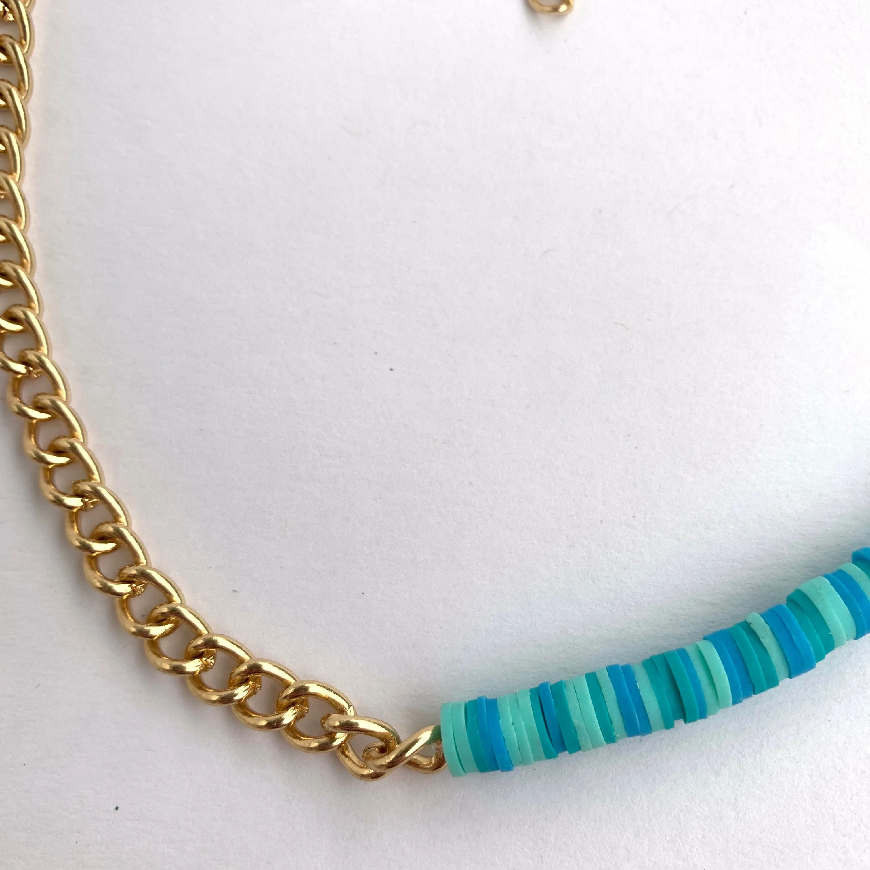 Half n Half Chain Necklace - Blue
