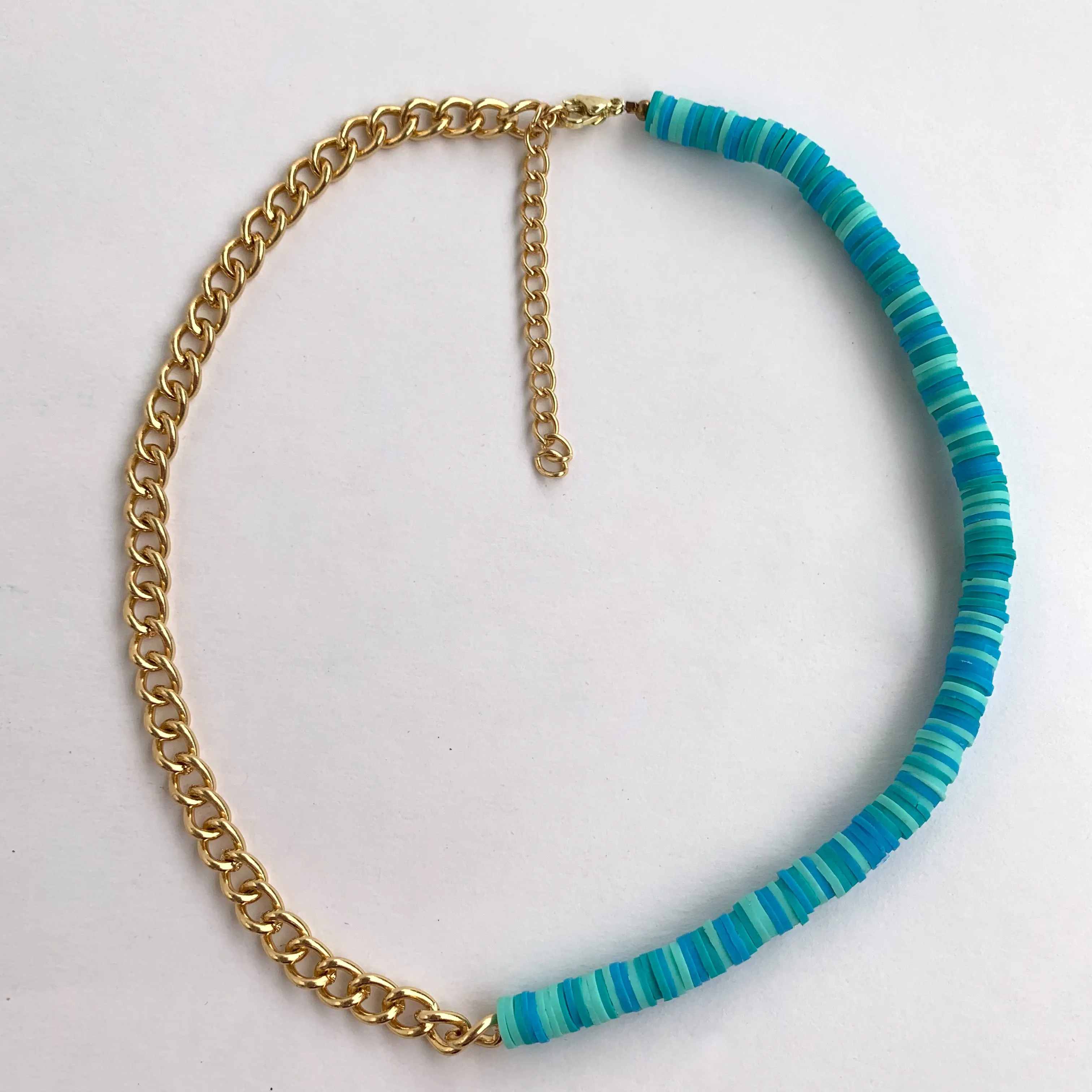 Half n Half Chain Necklace - Blue