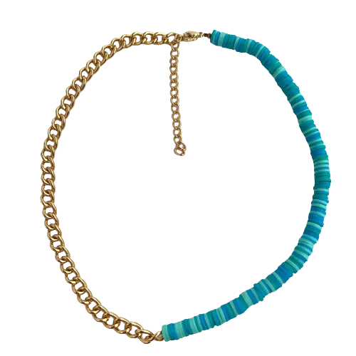 Half n Half Chain Necklace - Blue