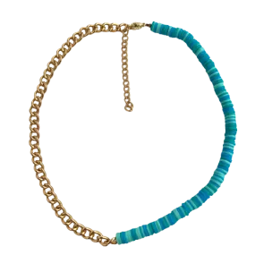 Half n Half Chain Necklace - Blue