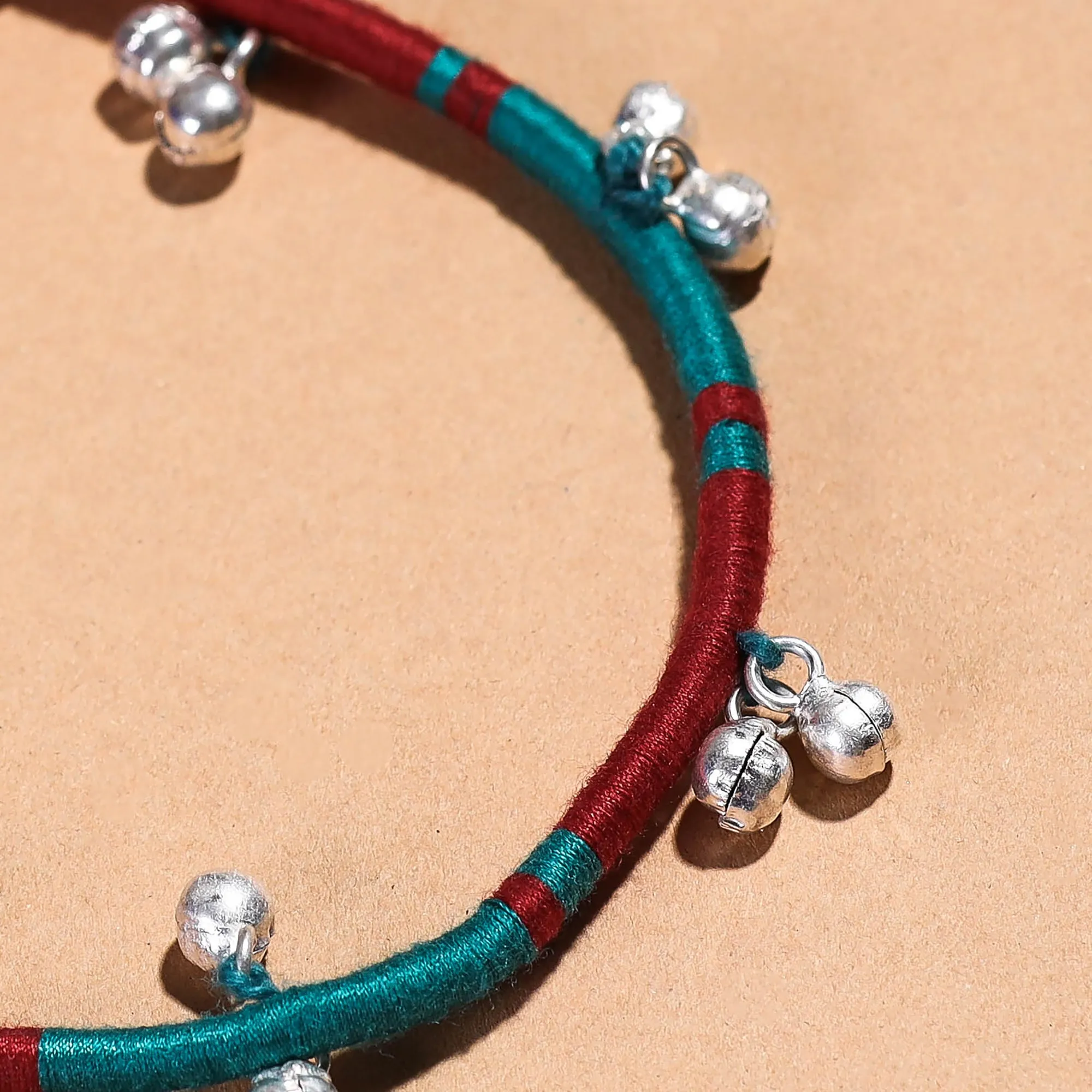 Handcrafted Patwa Thread & Ghungroo Work Anklet 09