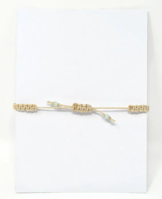 Hemp Macrame Bracelet - Mint Green Blue. Beach Holiday Bracelet. Stacking Bracelet.