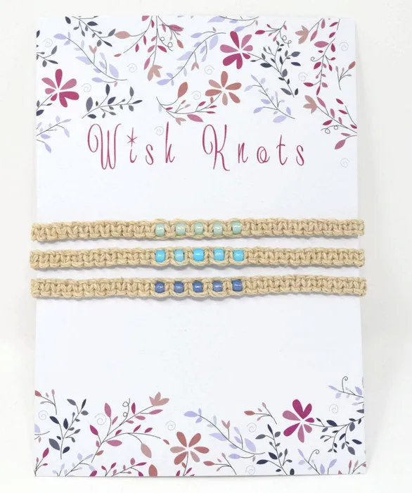 Hemp Macrame Bracelets Set - Stack of Bracelets. Blue Bracelet Set. Beach Holiday Jewellery. Stacking Bracelets