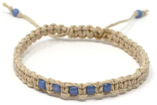 Hemp Macrame Bracelets Set - Stack of Bracelets. Blue Bracelet Set. Beach Holiday Jewellery. Stacking Bracelets
