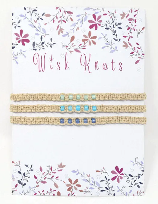 Hemp Macrame Bracelets Set - Stack of Bracelets. Blue Bracelet Set. Beach Holiday Jewellery. Stacking Bracelets