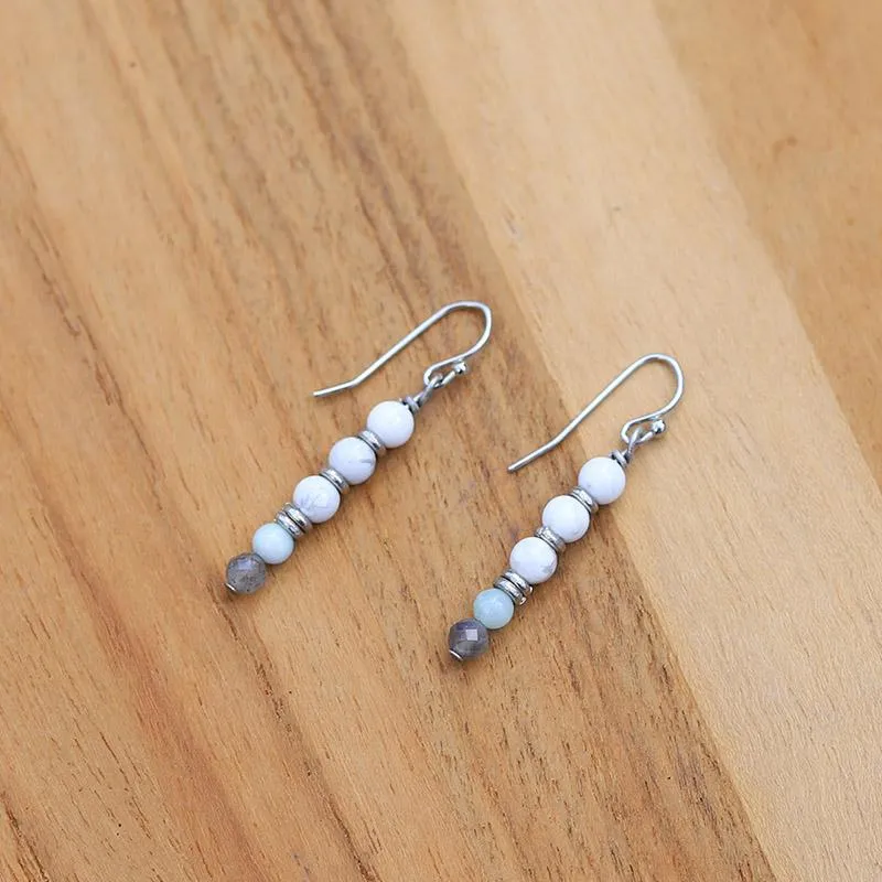 Howlite Amazonite and Labradorite Earrings