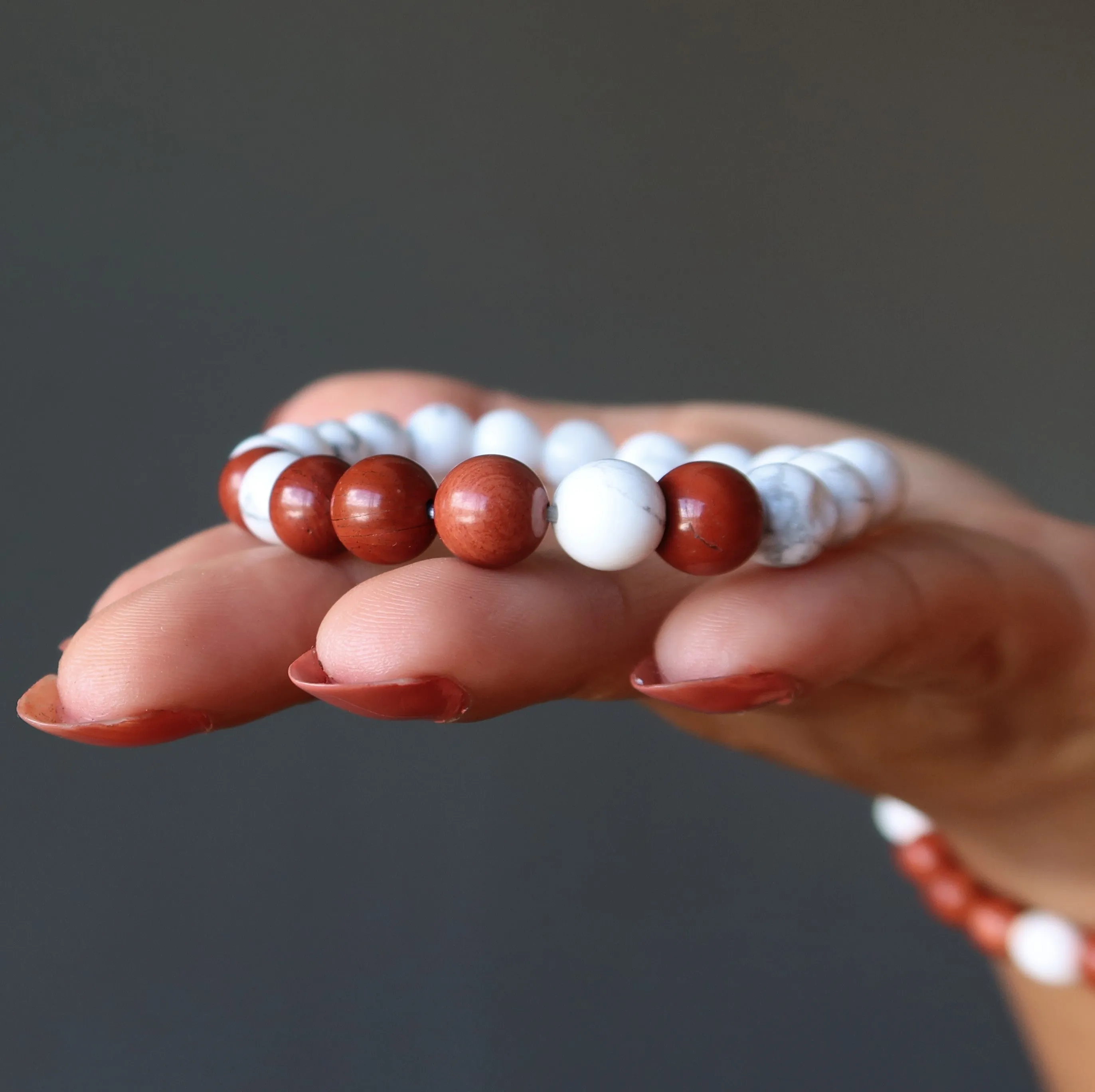 Howlite Red Jasper Bracelet Zesty Wild World Travel Crystals