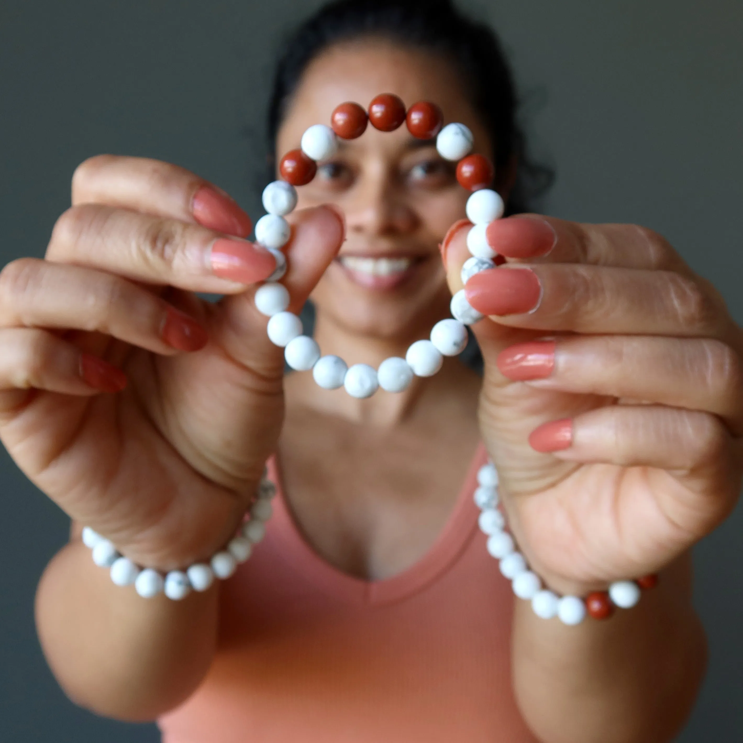 Howlite Red Jasper Bracelet Zesty Wild World Travel Crystals