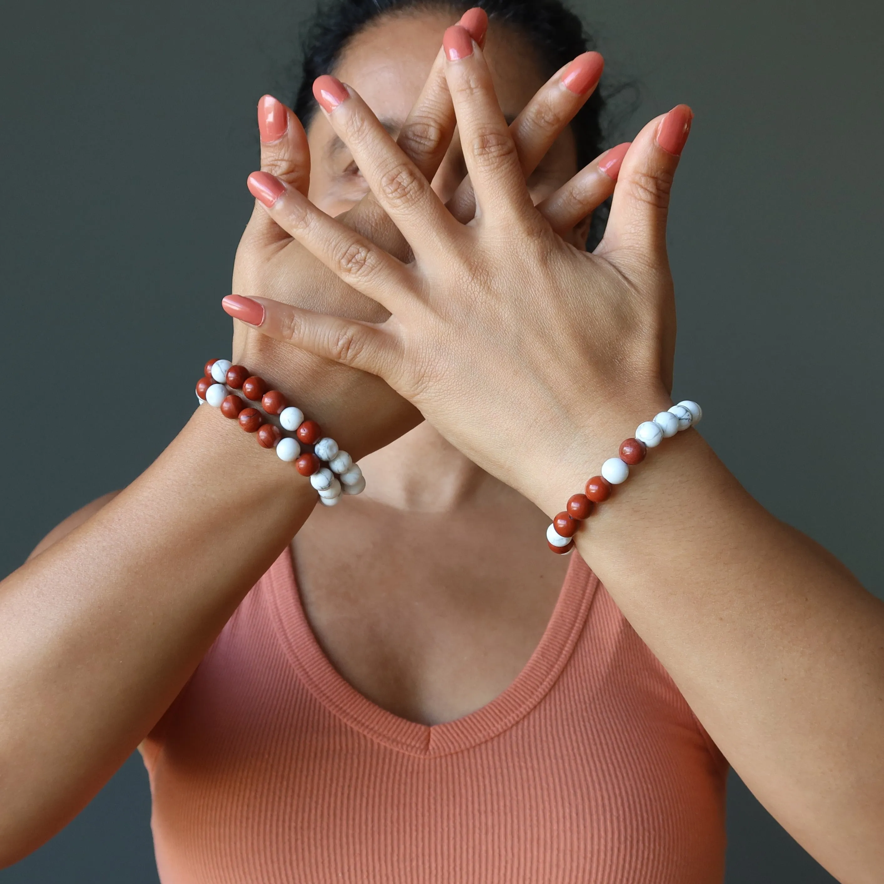 Howlite Red Jasper Bracelet Zesty Wild World Travel Crystals