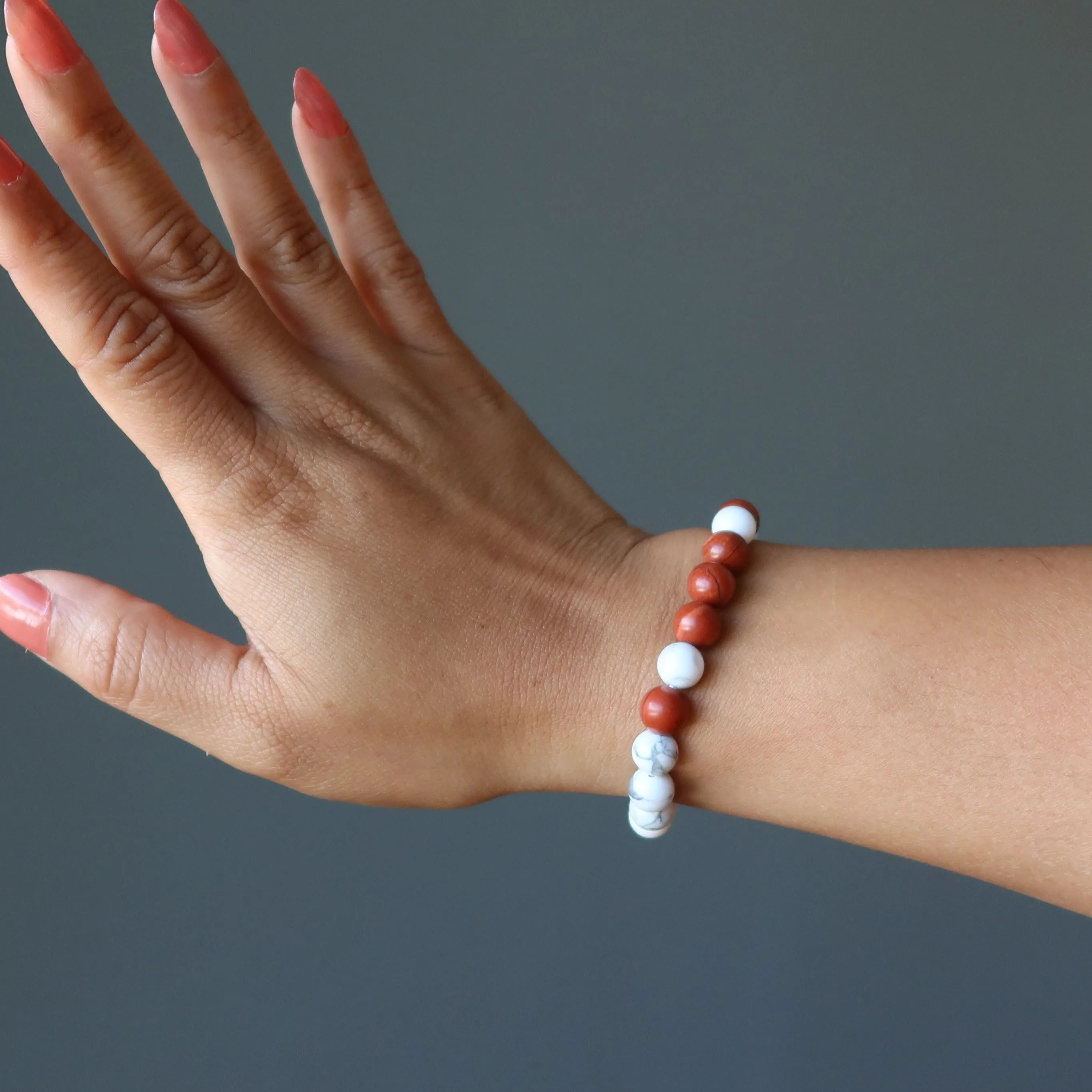 Howlite Red Jasper Bracelet Zesty Wild World Travel Crystals