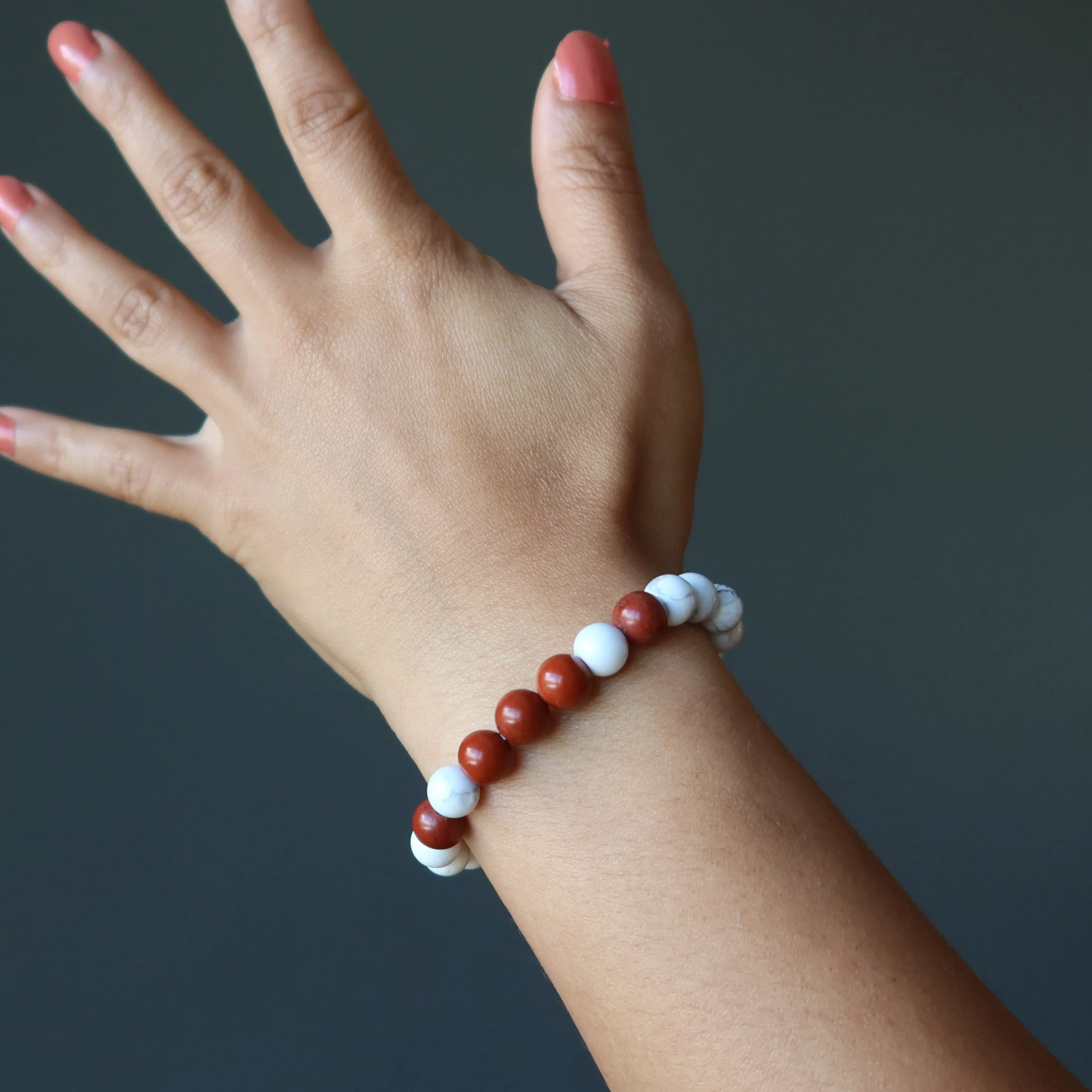 Howlite Red Jasper Bracelet Zesty Wild World Travel Crystals