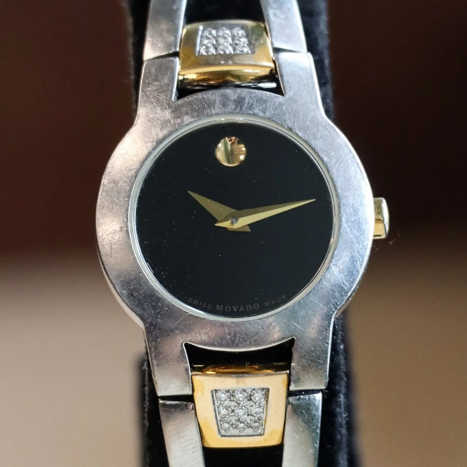 Ladies MOVADO Amorosa Watch Two-Tone Bangle Bracelet Wristwatch Ref. 81 E4 1842