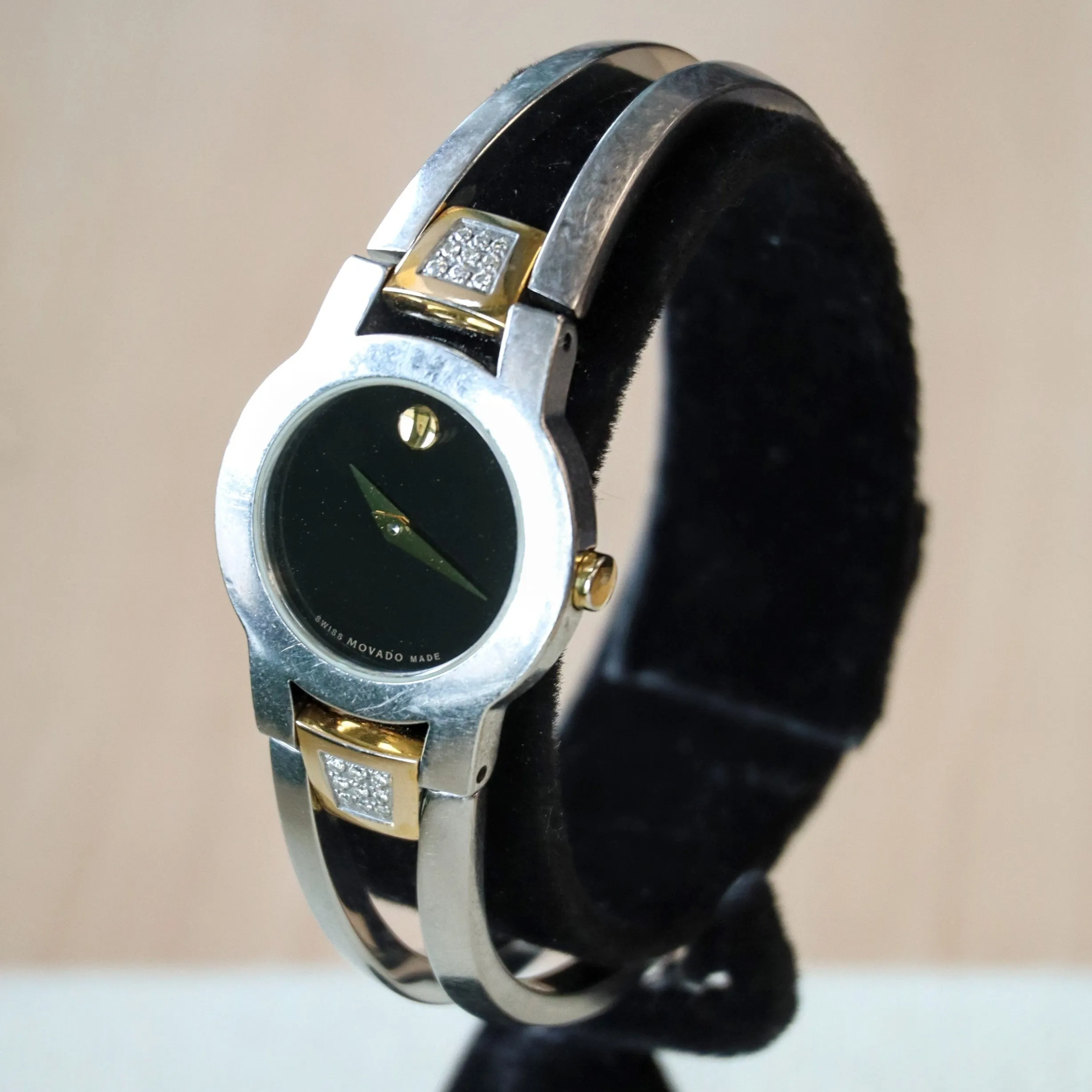 Ladies MOVADO Amorosa Watch Two-Tone Bangle Bracelet Wristwatch Ref. 81 E4 1842
