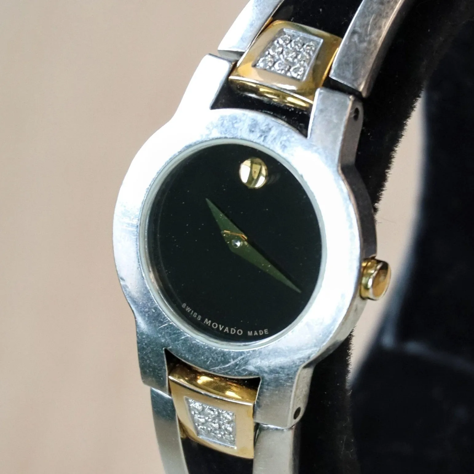 Ladies MOVADO Amorosa Watch Two-Tone Bangle Bracelet Wristwatch Ref. 81 E4 1842