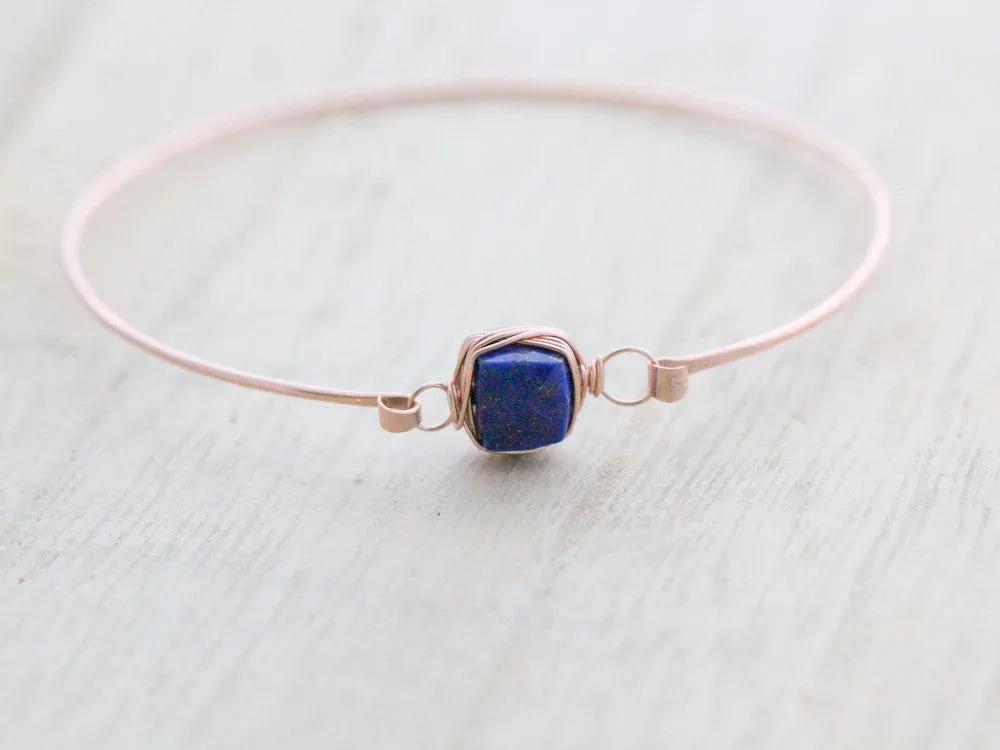 Lapis Lazuli Bezel Wrapped Bangle