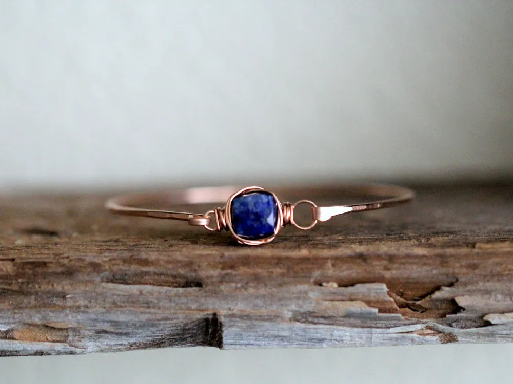 Lapis Lazuli Bezel Wrapped Bangle