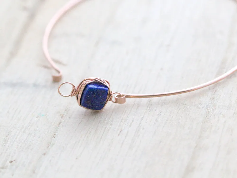 Lapis Lazuli Bezel Wrapped Bangle
