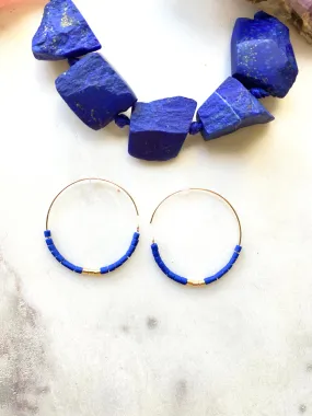 Lapis Lazuli Goldfilled Hoops Earrings