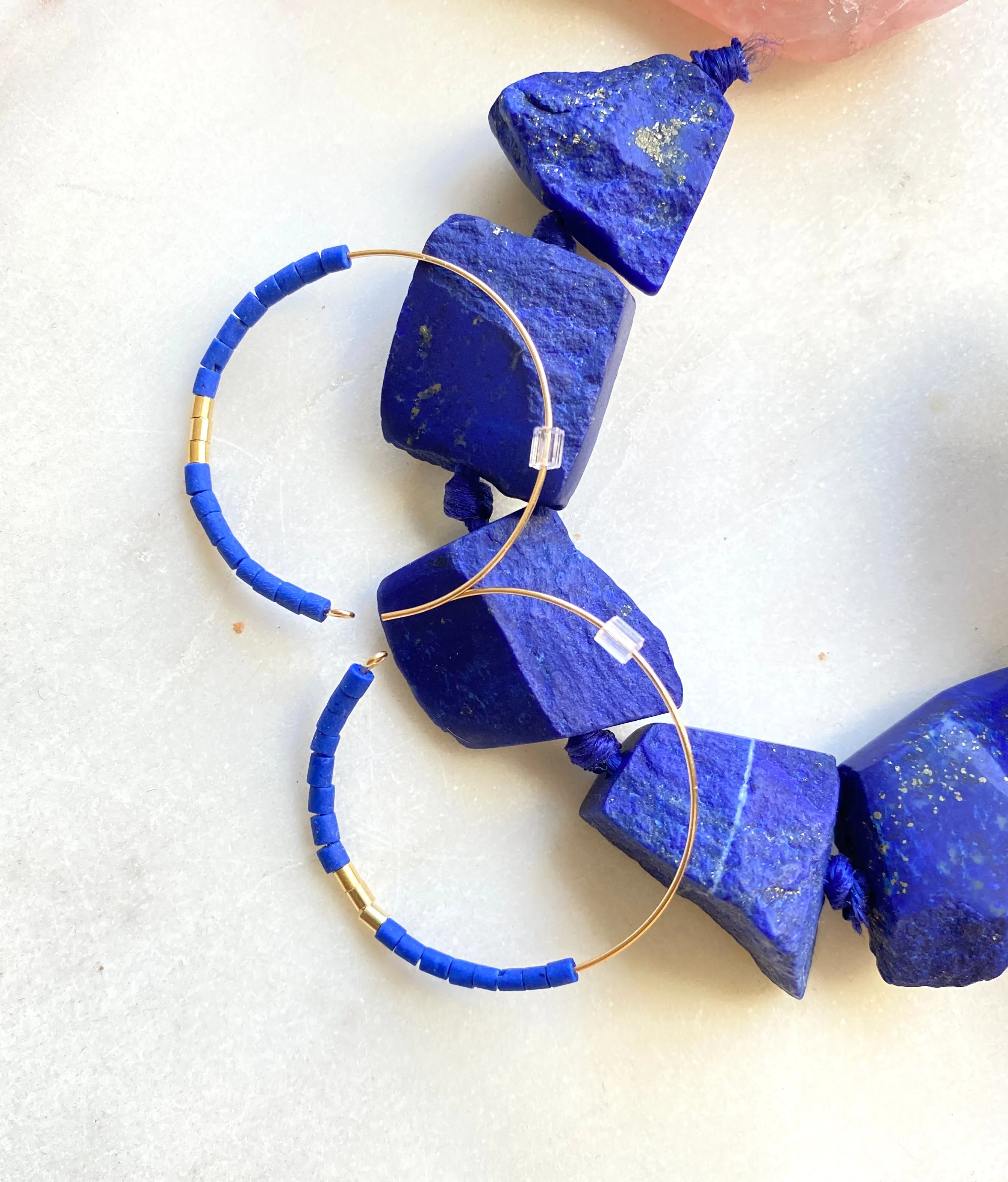 Lapis Lazuli Goldfilled Hoops Earrings