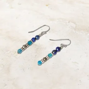 Lapis Lazuli, Pyrite, and Apatite Earrings