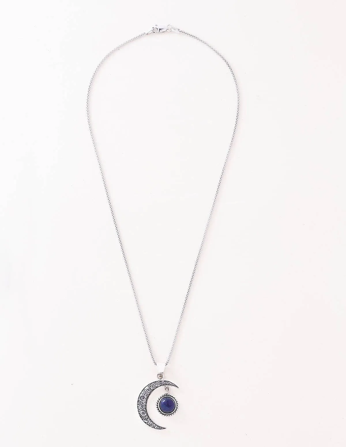 Lapis Lazuli Silver Moon Pendant