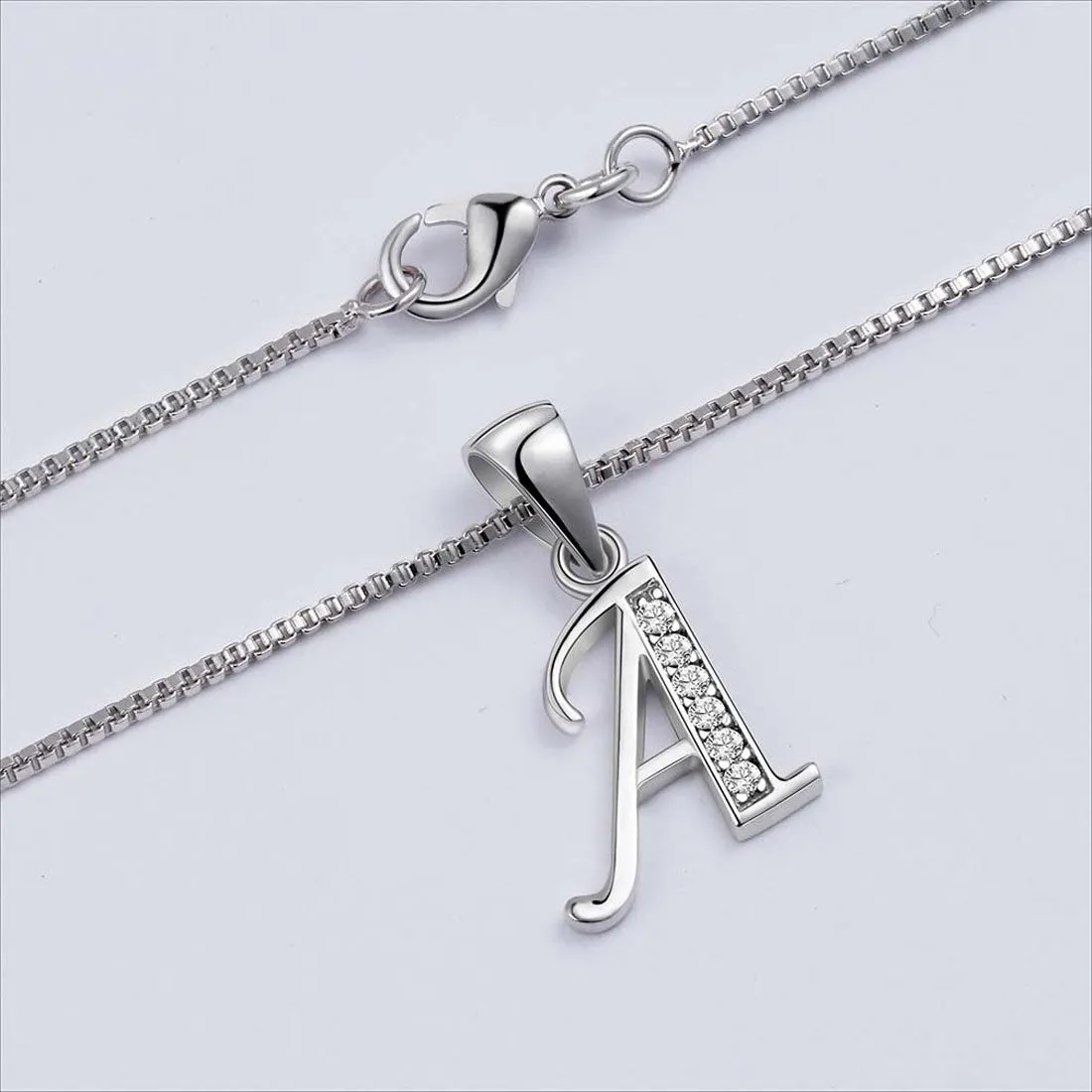 Letter A Initial Necklaces Pendant Women Men Name Jewelry Gift 925 Silver