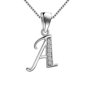 Letter A Initial Necklaces Pendant Women Men Name Jewelry Gift 925 Silver