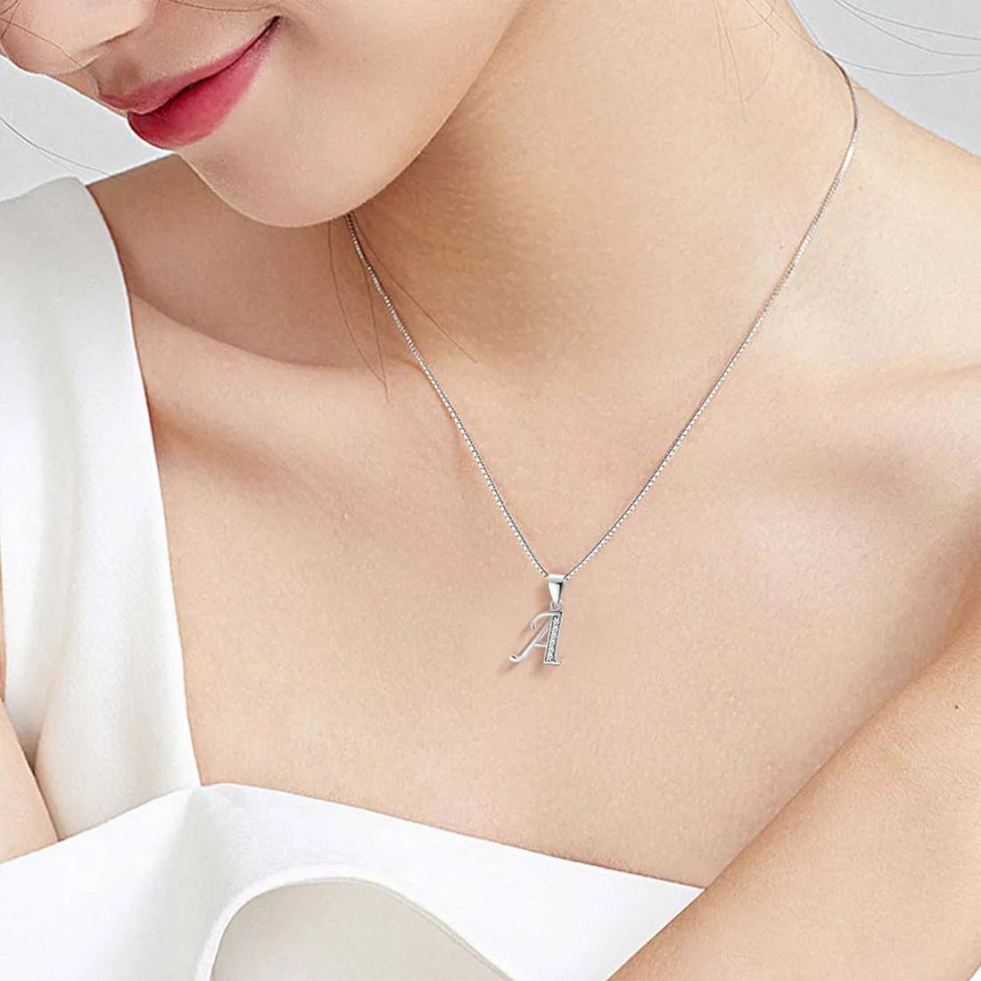 Letter A Initial Necklaces Pendant Women Men Name Jewelry Gift 925 Silver