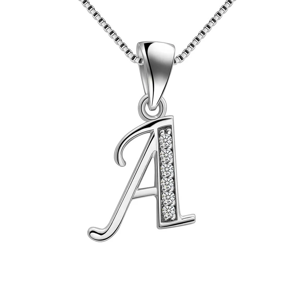 Letter A Initial Necklaces Pendant Women Men Name Jewelry Gift 925 Silver
