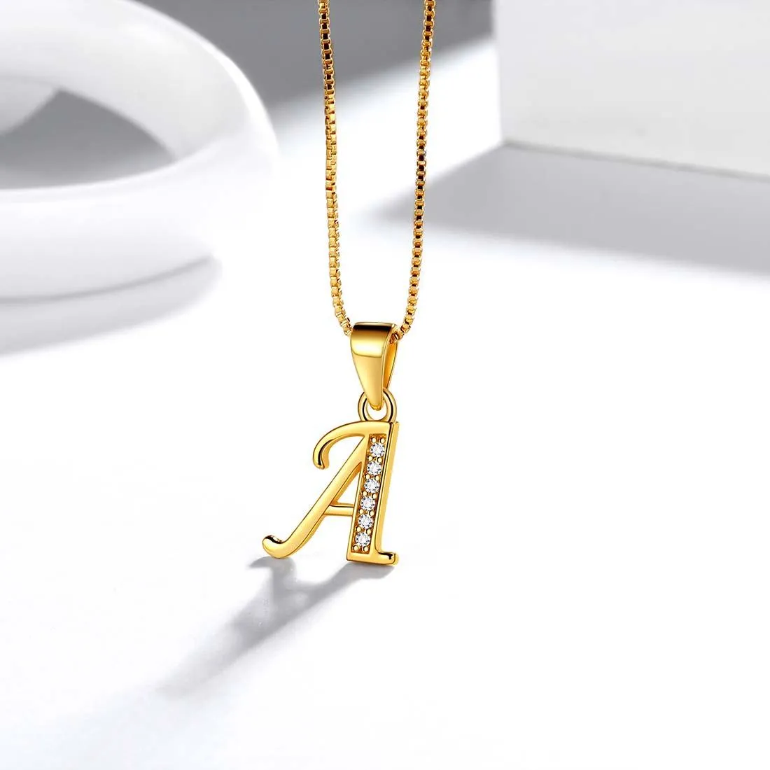 Letter A Initial Necklaces Pendant Women Men Name Jewelry Gift 925 Silver