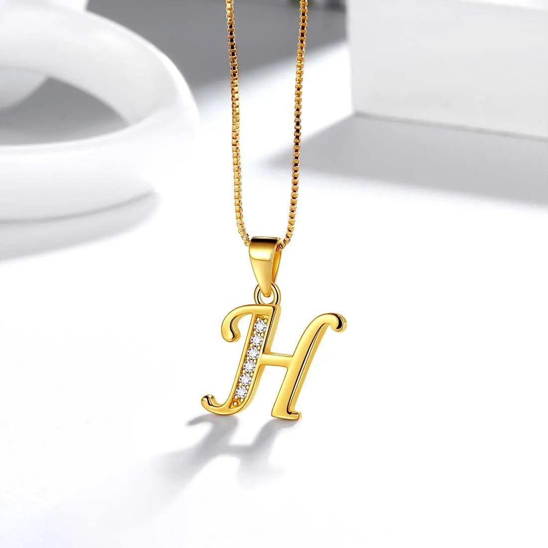 Letter H Initial Necklaces Pendant Women Men Name Jewelry Gift 925 Silver