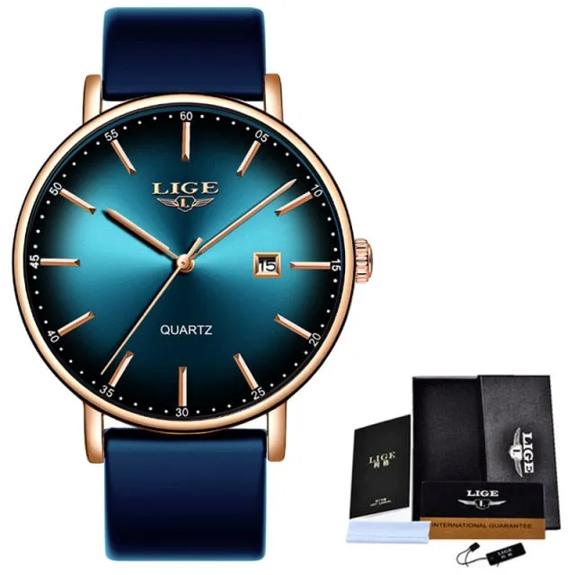 LIGE Women's Luxury Brand Ultra-thin Watches