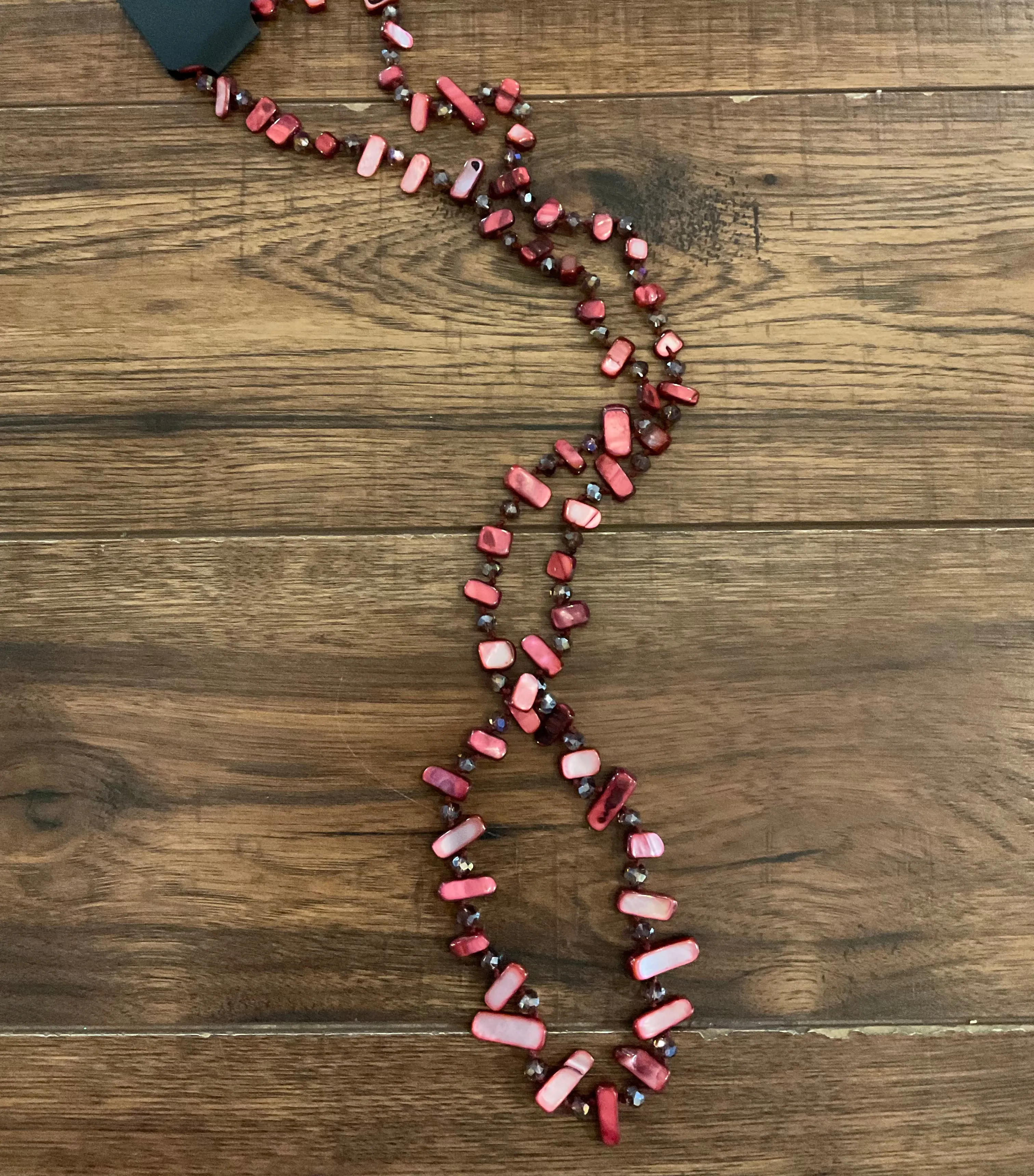 Long Beaded Glossy Coated Necklaces