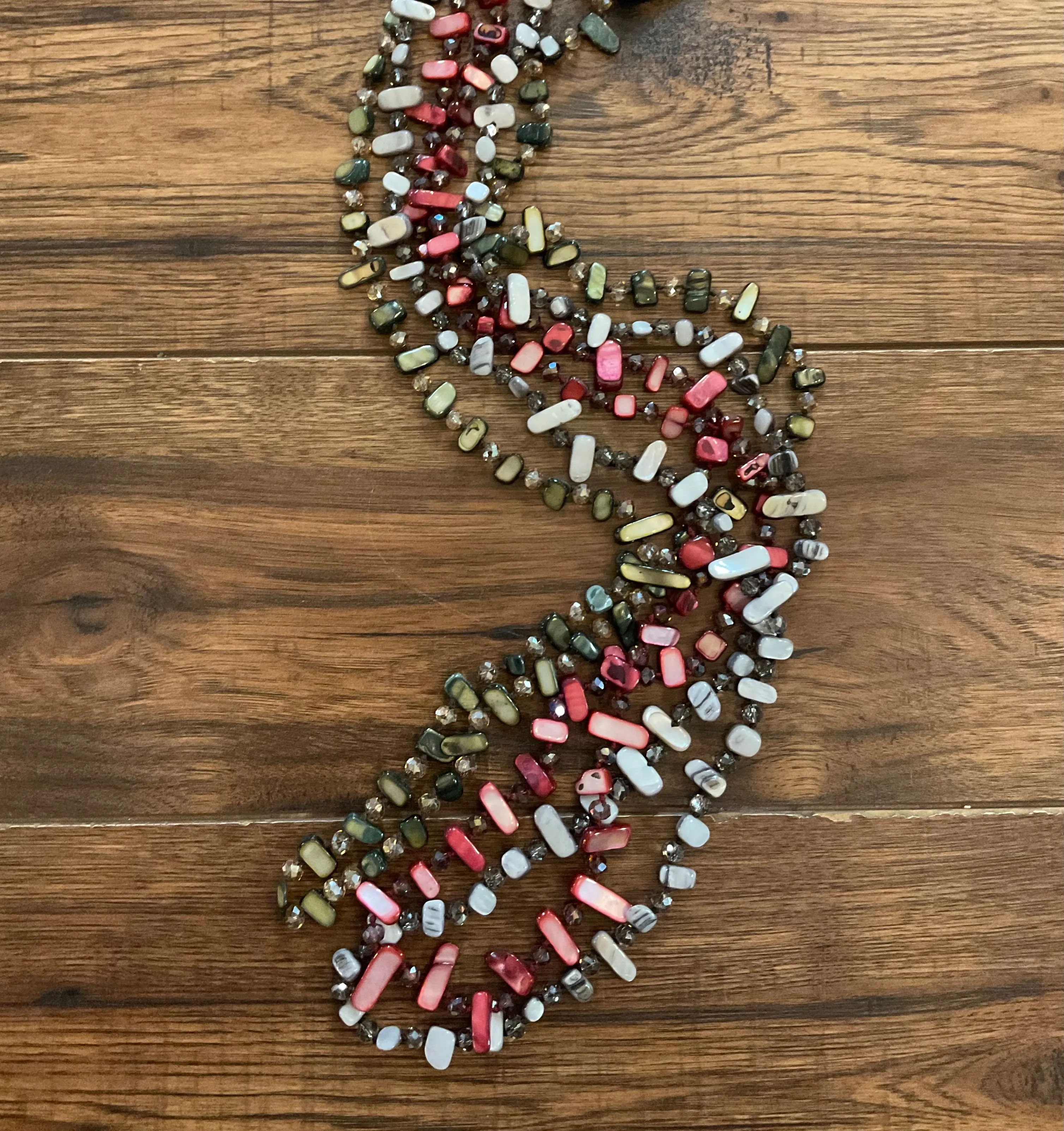 Long Beaded Glossy Coated Necklaces
