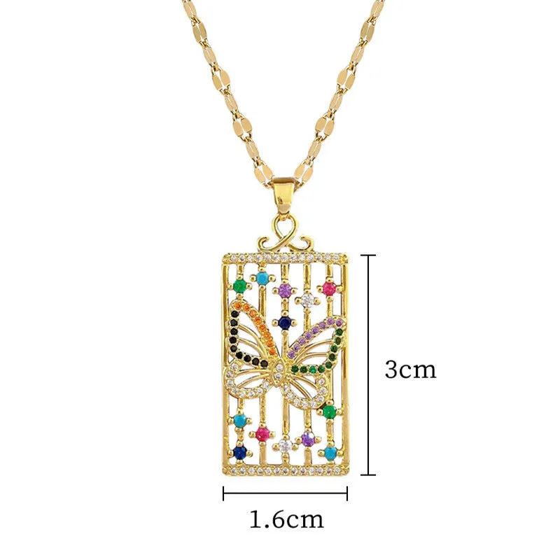 Luxury Colorful Rhinestone Temperament Butterfly Big Pendant Necklace For Women