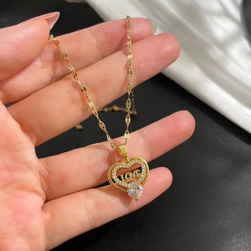 Luxury Jewelry Geometry Eternal Love Pendant   Choker Necklace For Women