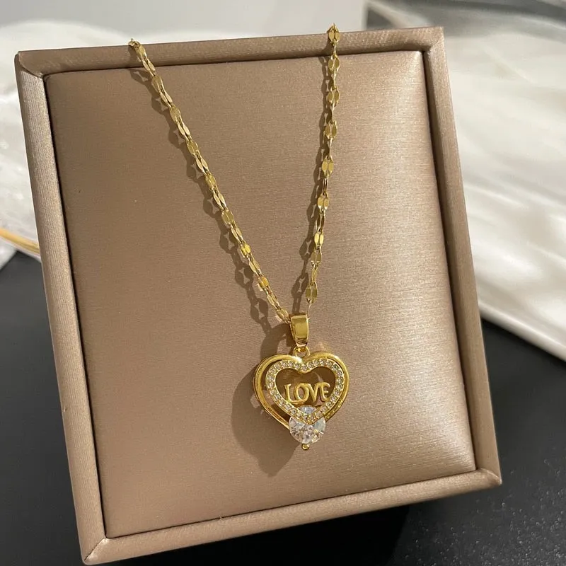Luxury Jewelry Geometry Eternal Love Pendant   Choker Necklace For Women