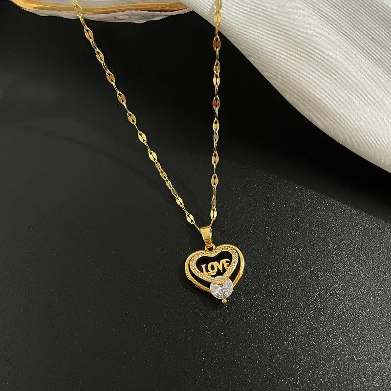 Luxury Jewelry Geometry Eternal Love Pendant   Choker Necklace For Women
